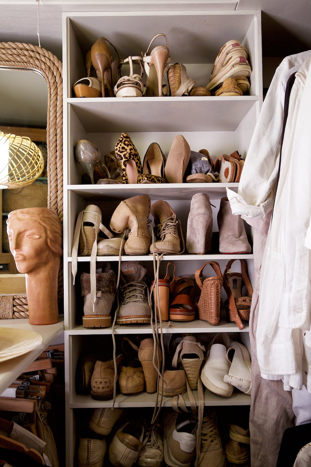 shoes in closet wall