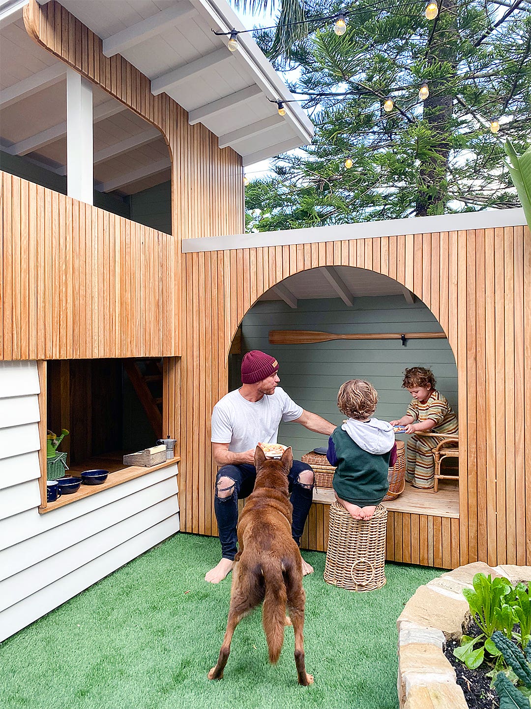 A Slide Made From Scratch Makes This Two-Level Playhouse Triple the Fun