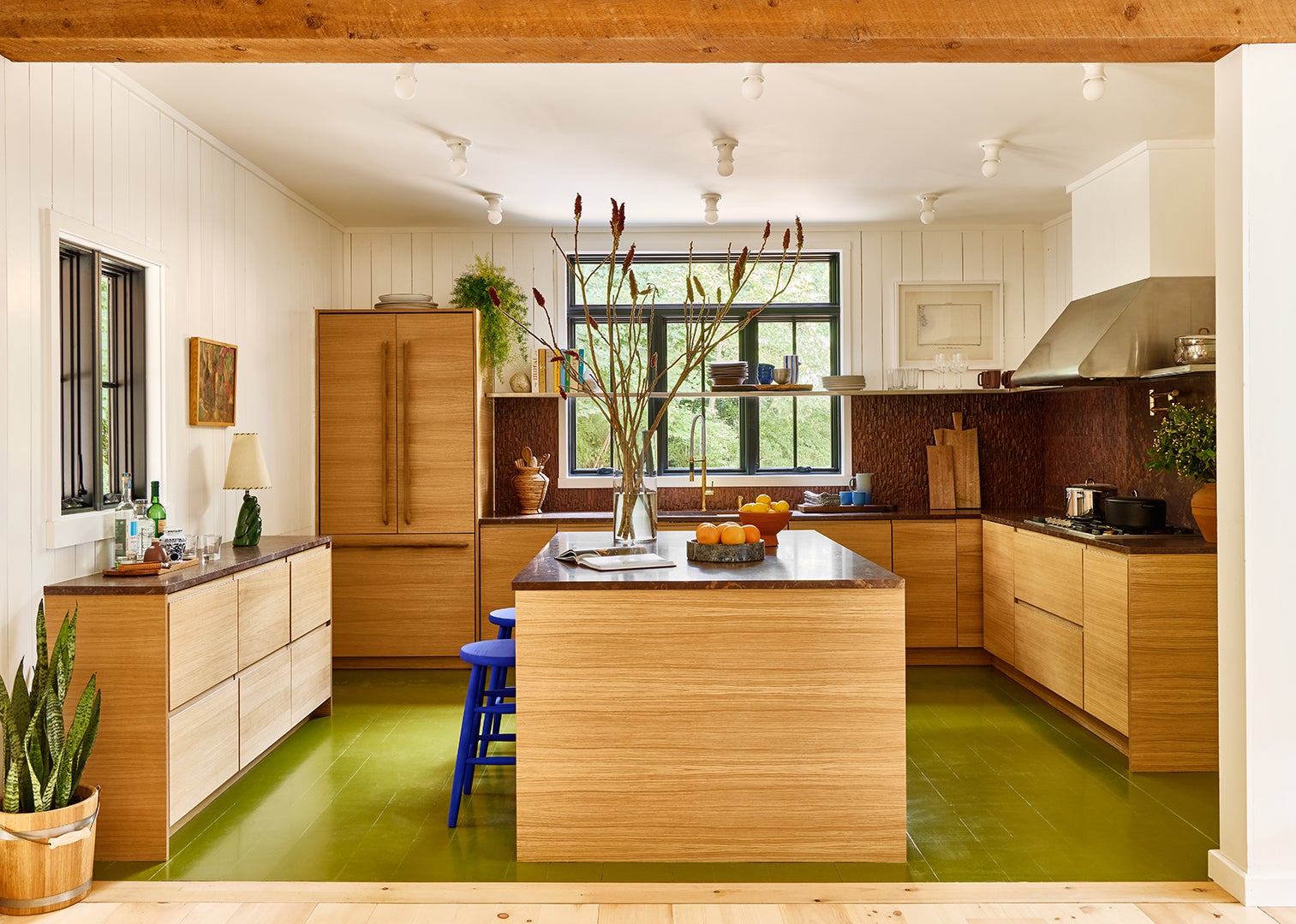kitchen with green floor