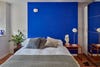 color-blocked blue bedroom