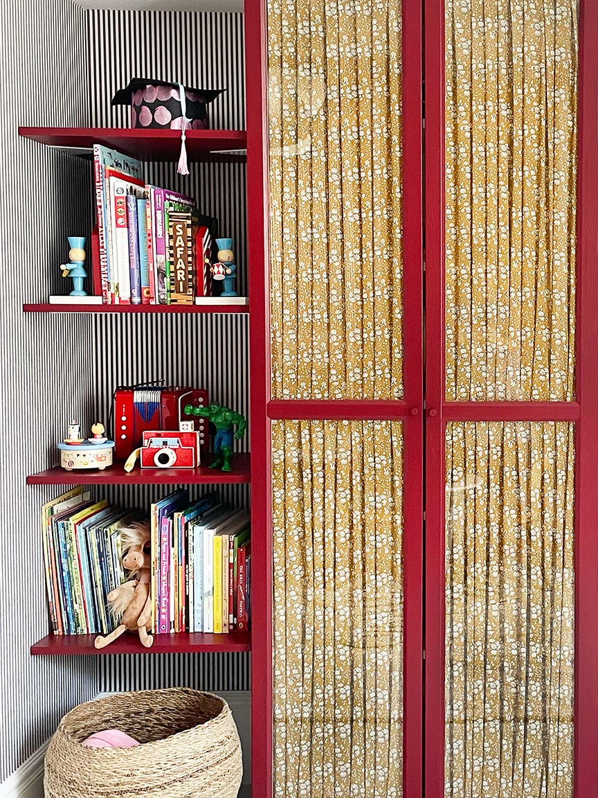 Liberty Fabric and a Lick of Cherry Red Paint Make This IKEA Hack Shine