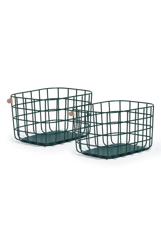 dark green wire baskets
