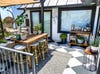 outdoor patio with barstool
