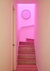 neon pink lighted stairwell