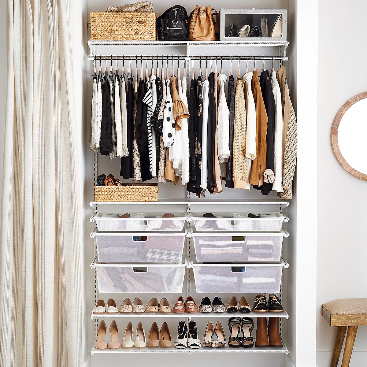 white closet, open shelves