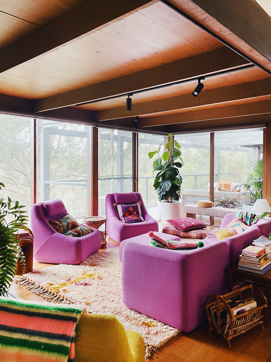 purple living room seating