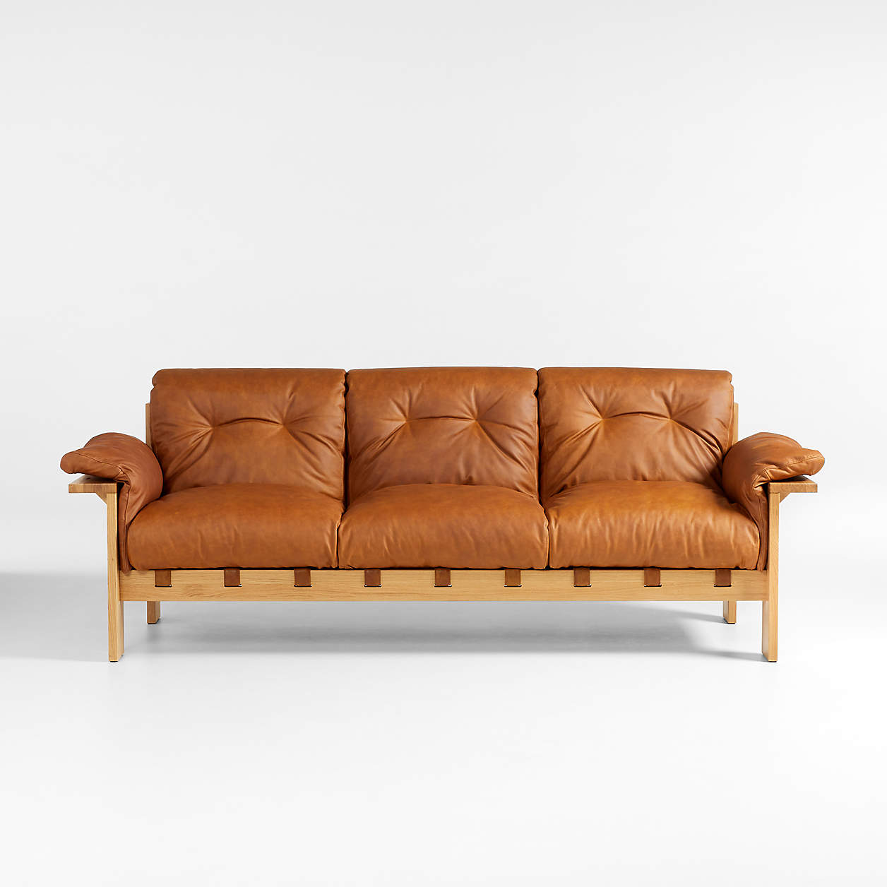 leather and wood sofa