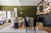 Green Living Room Wallpaper Fireplace