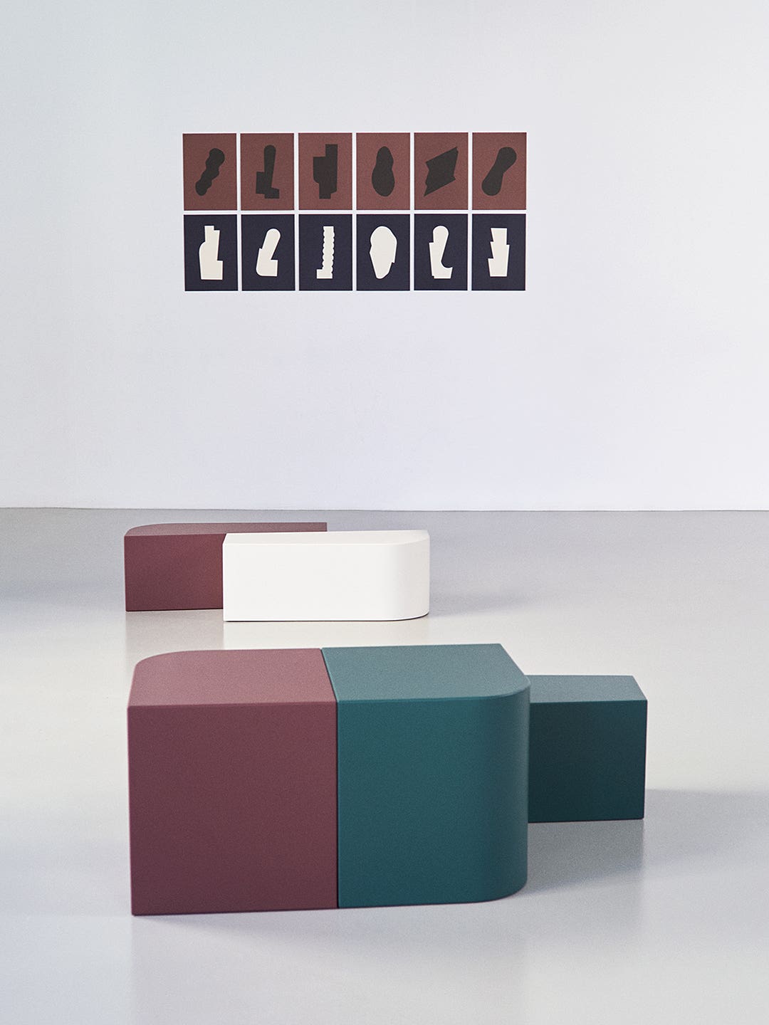 burgundy and teal side tables