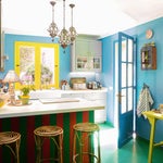 green and blue kitche n