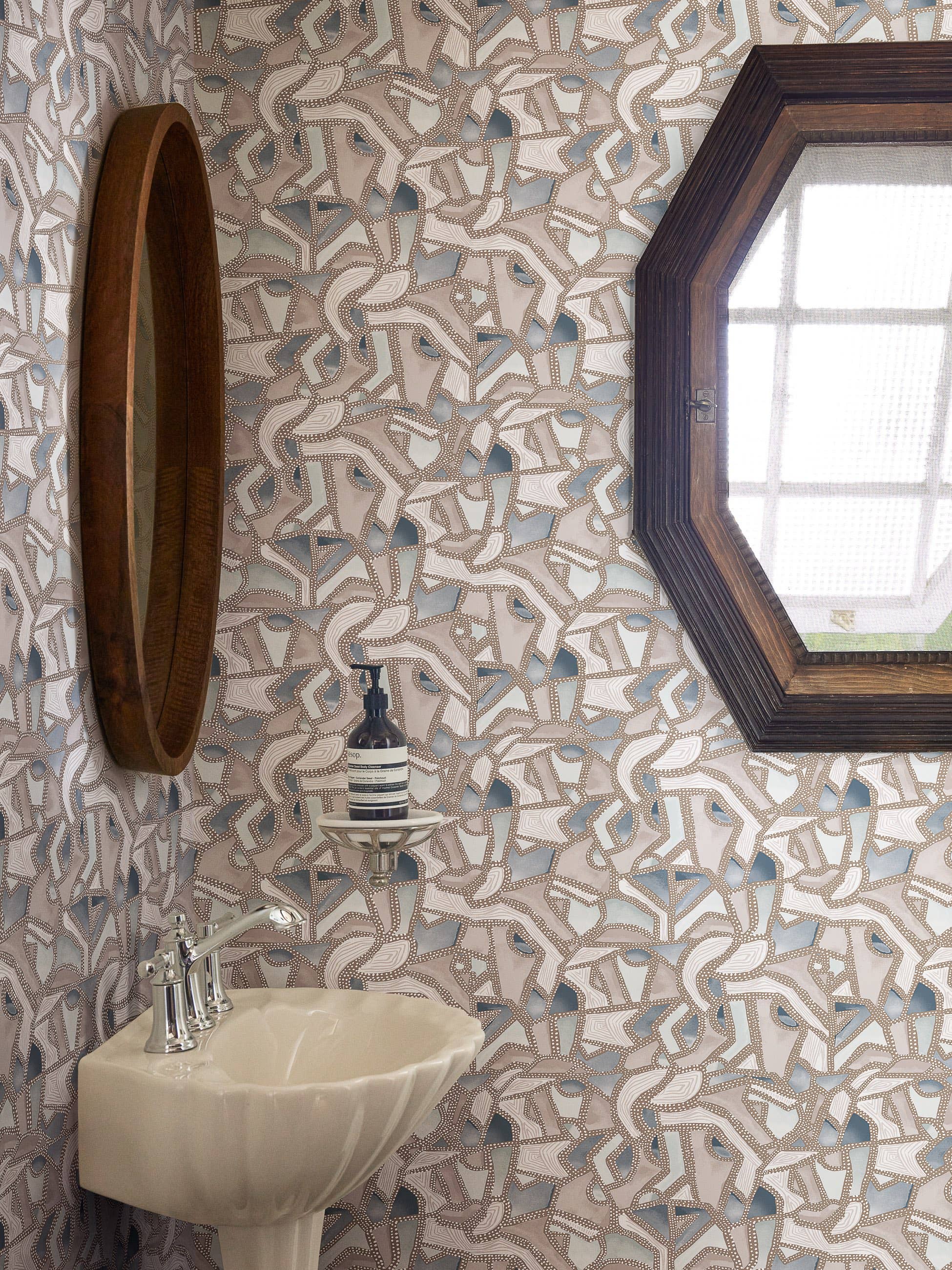 mosaic wallpaper in bathroom