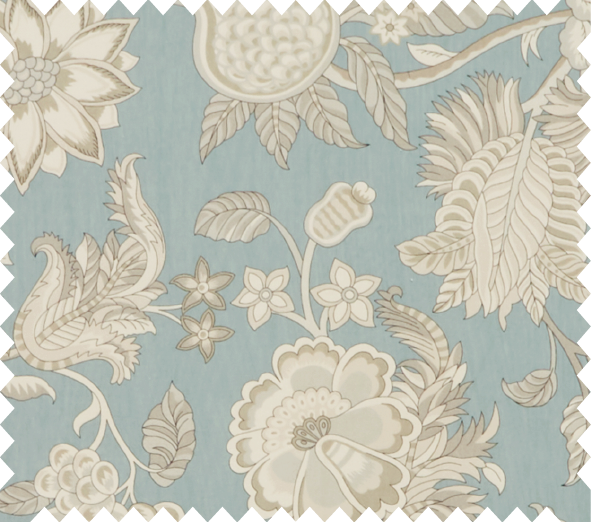 white and blue floral fabric