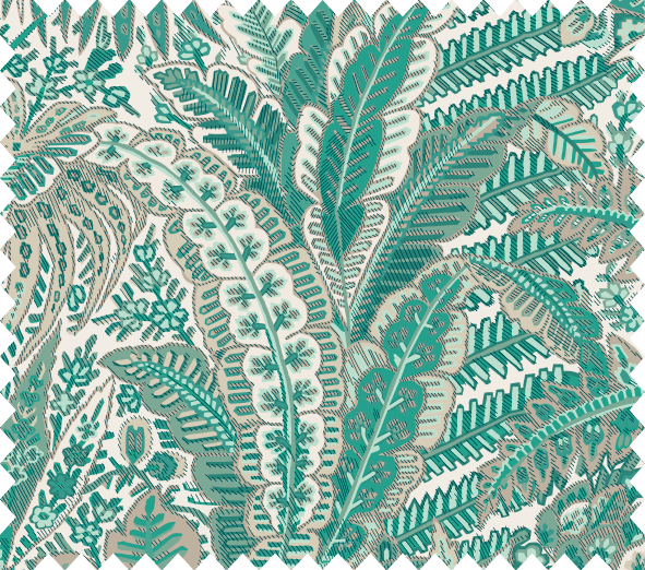 white and green floral fabric