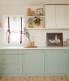 Green cabinetry. 