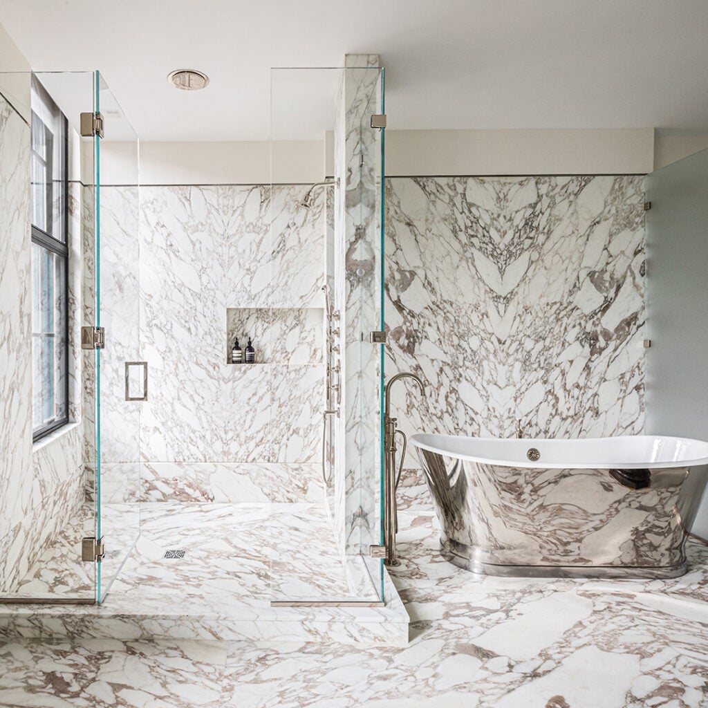 grey and white marble bathroom