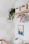 checkerboard nursery accent wall