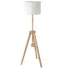 wood floor lamp with white shade