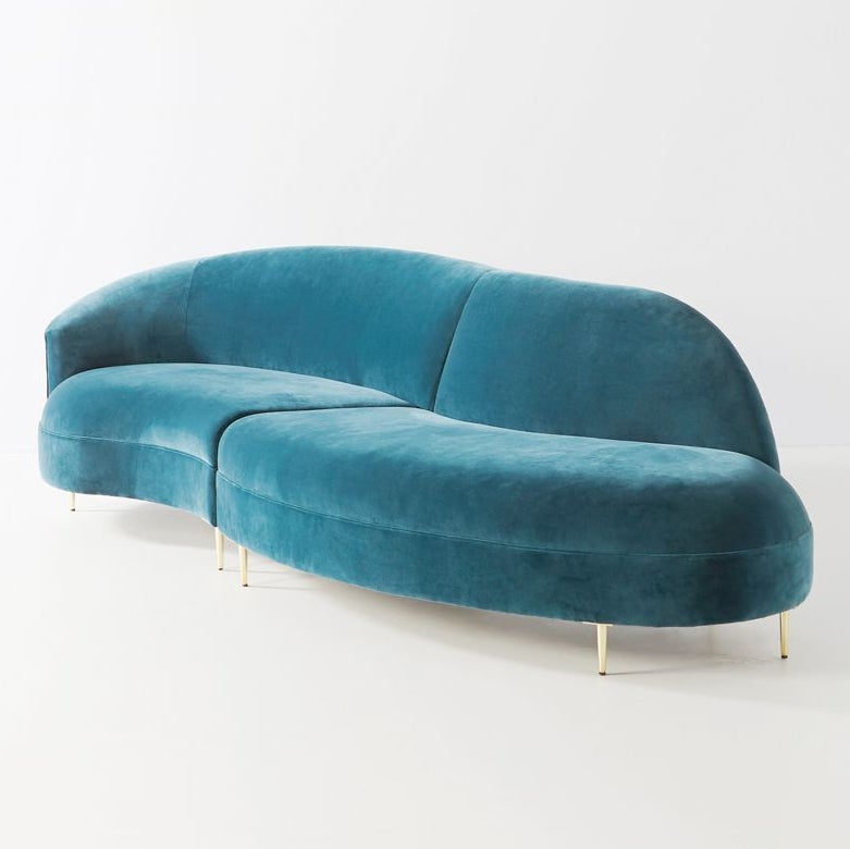 Velvet Blue Serpentine Couch