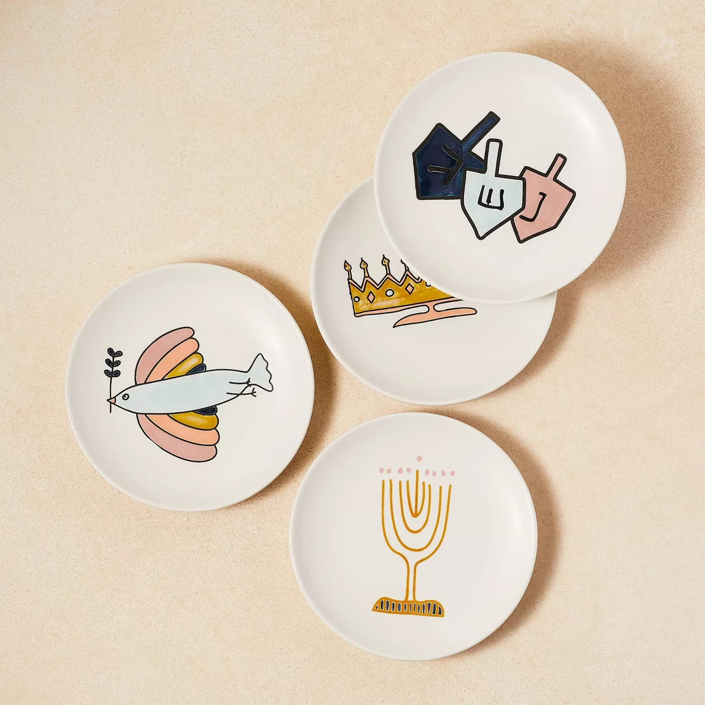 Hanukkah appetizer plates