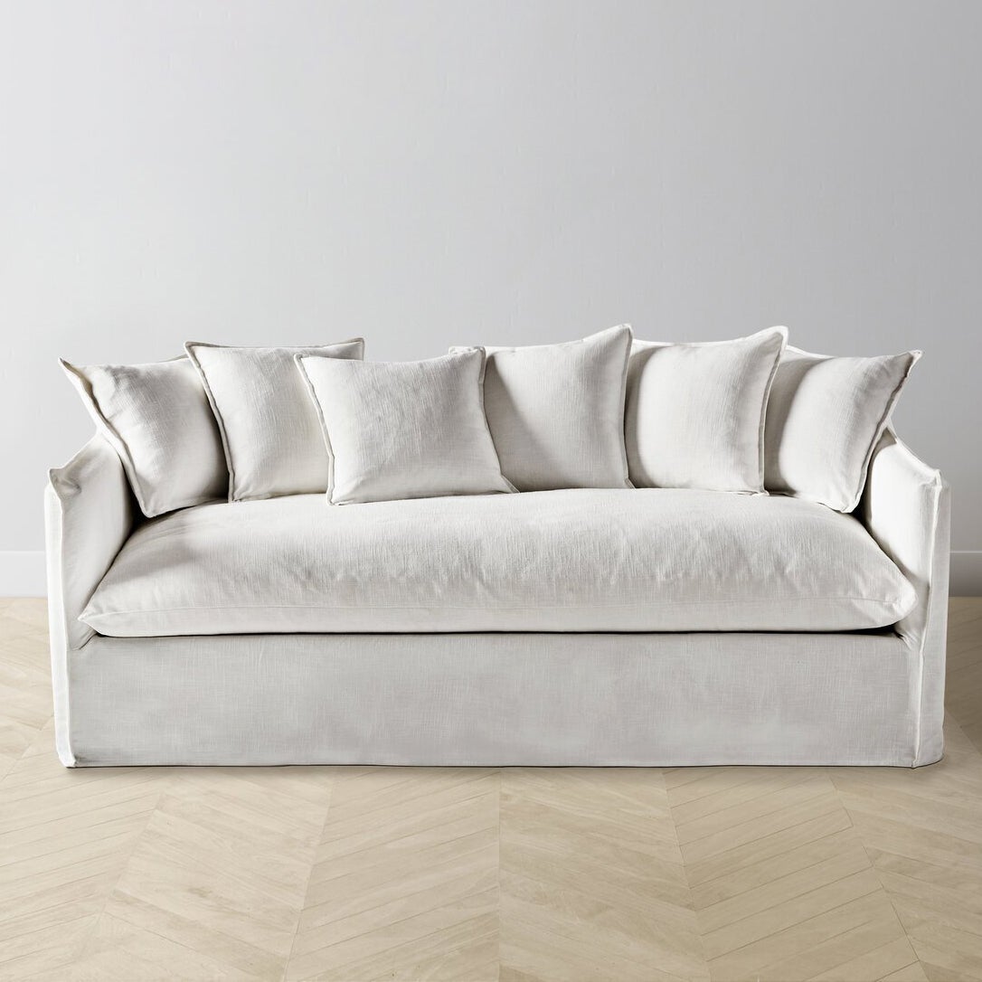 White Slipcovered sofa by Maiden Home