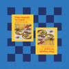 cookbook with yellow cover, blue background