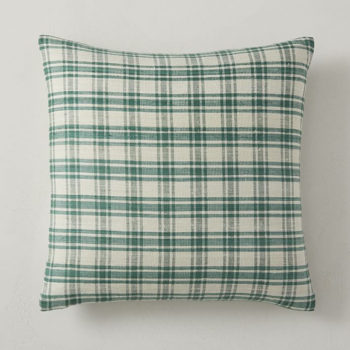 green tartan throw pillow