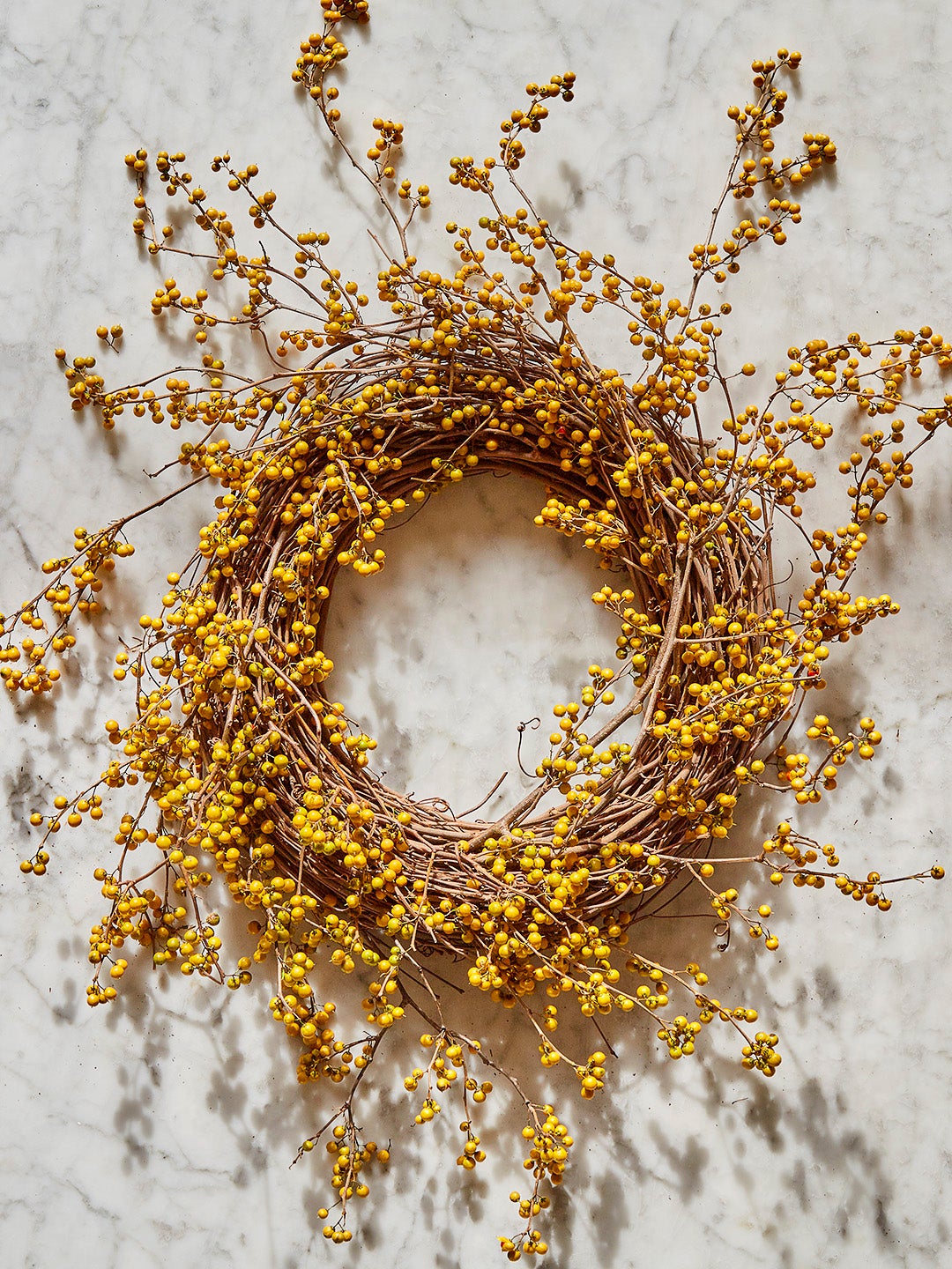DIY wreath, yellow and earthen tones