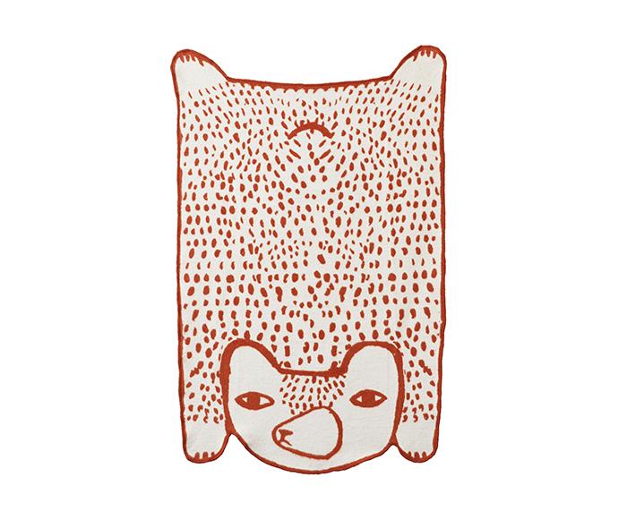 bear mini red and white blanket