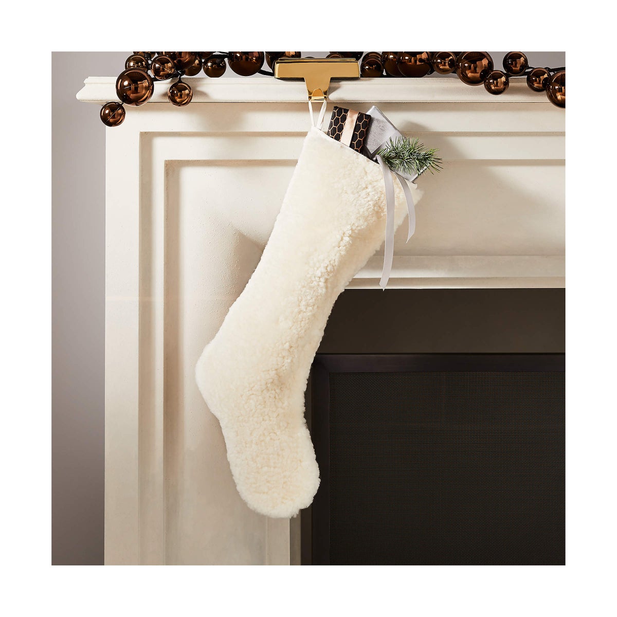 Best Christmas Stockings Option_ CB2 Shorn White Sheepskin Stocking