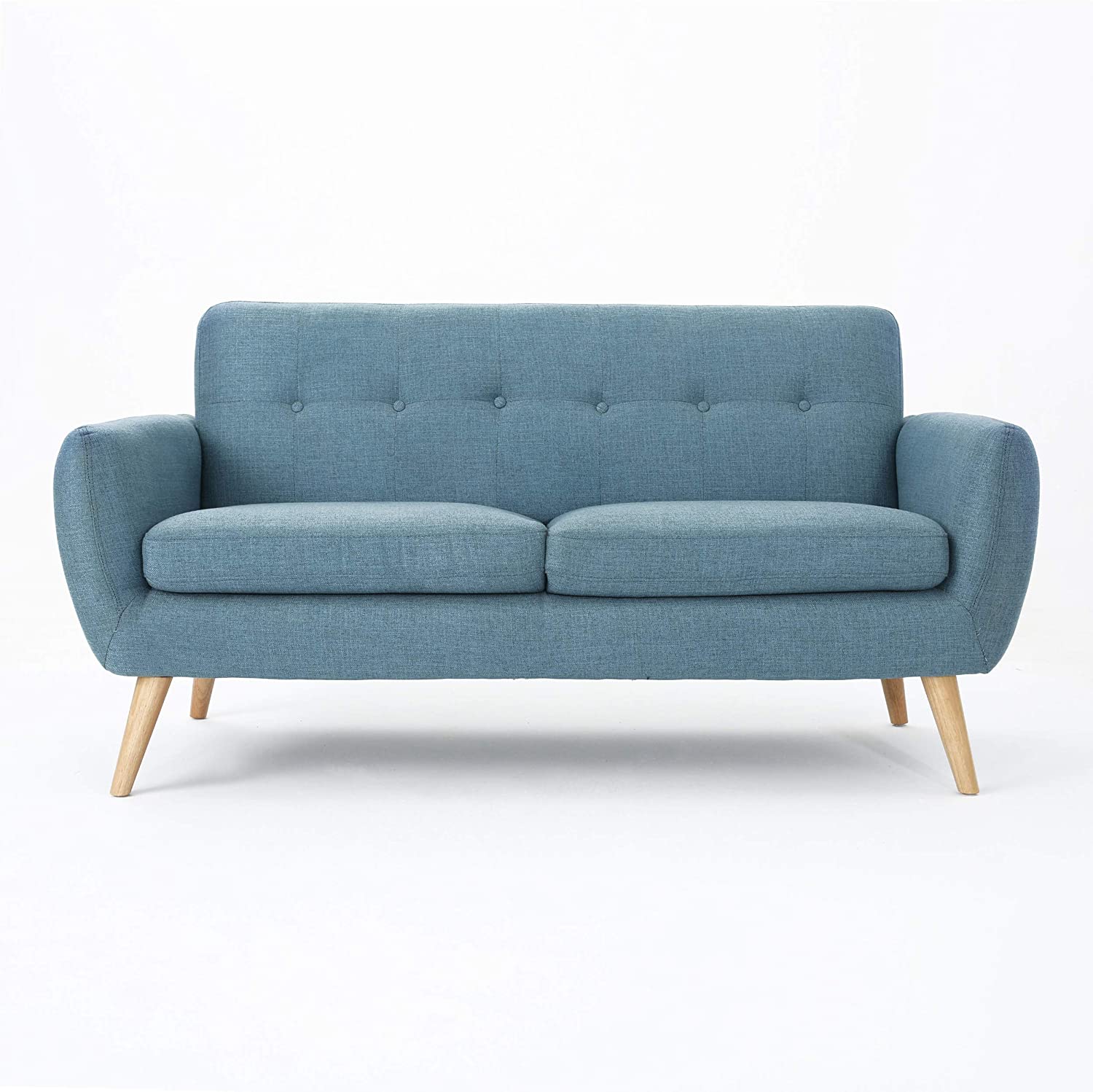 blue fabric sofa