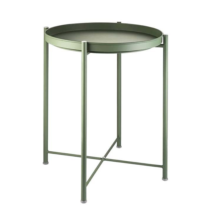 green metal end table