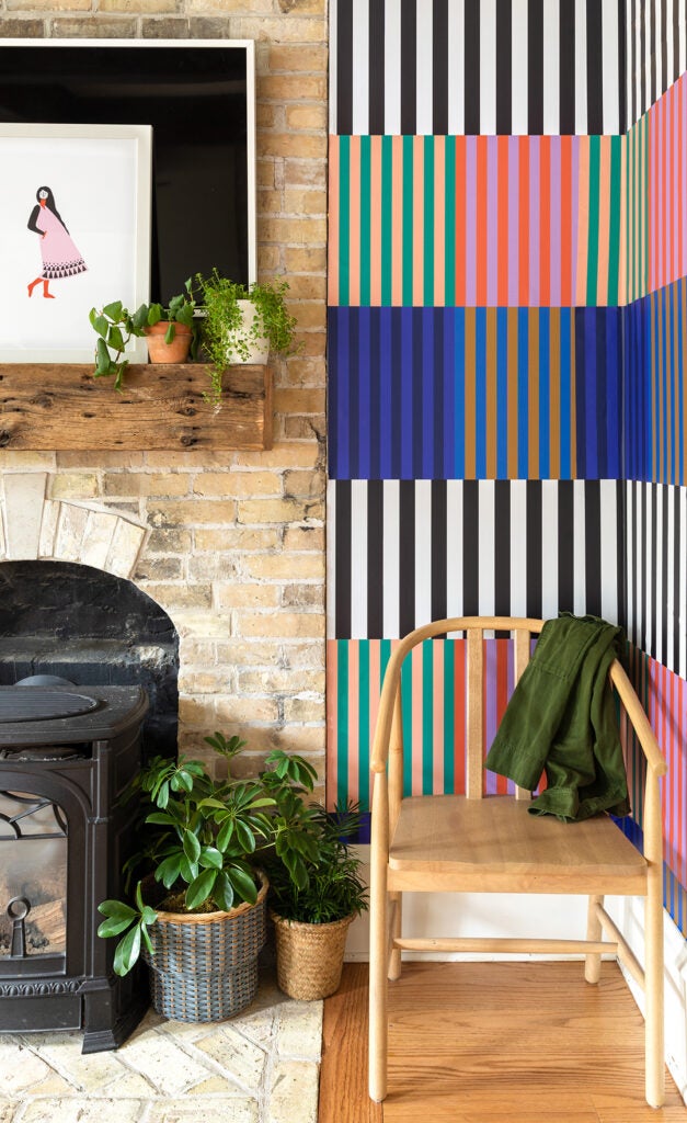 striped wallpapered corner