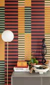 red and orange striped wallpaper