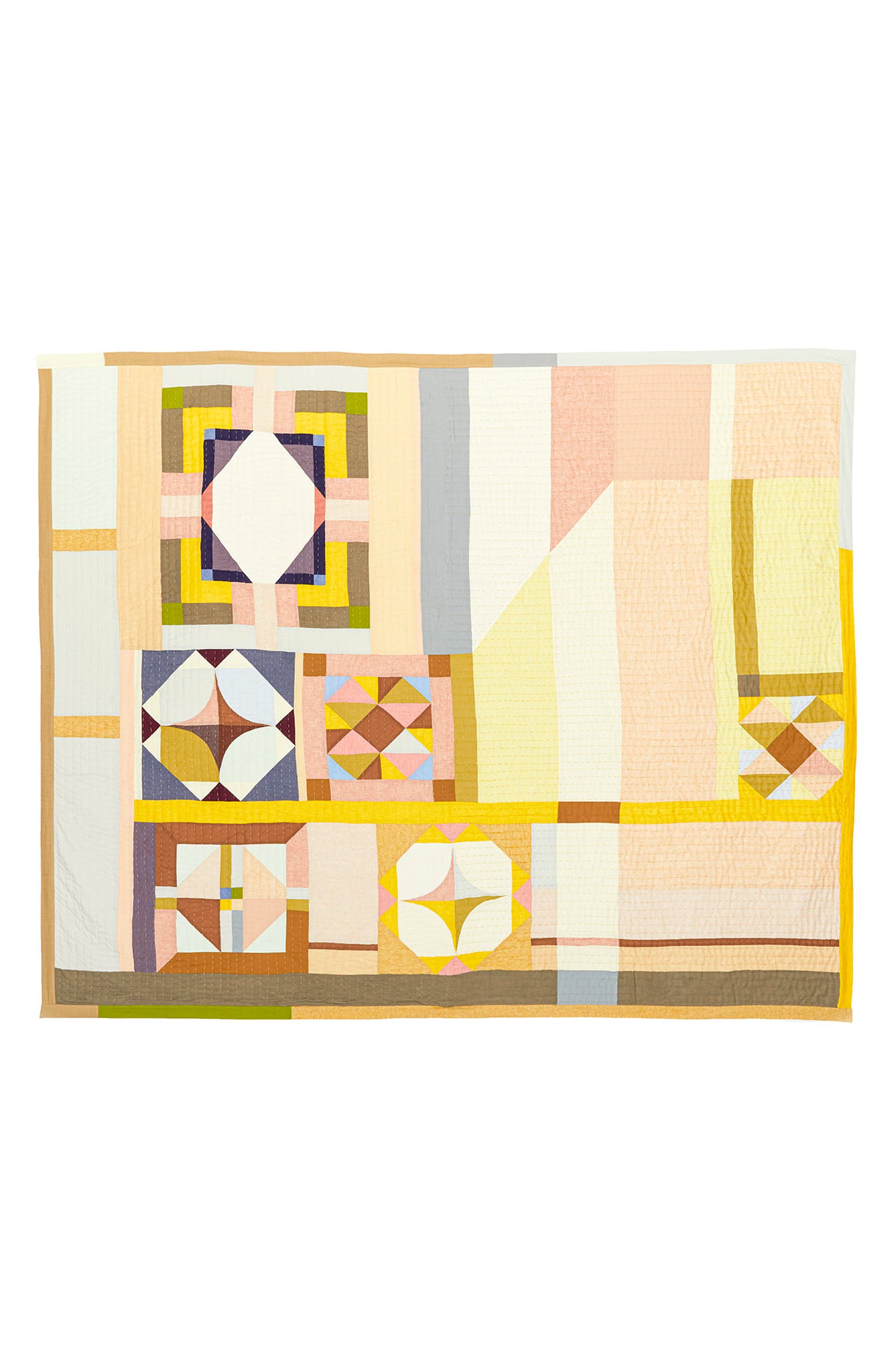 graphic linen and cotton quilt