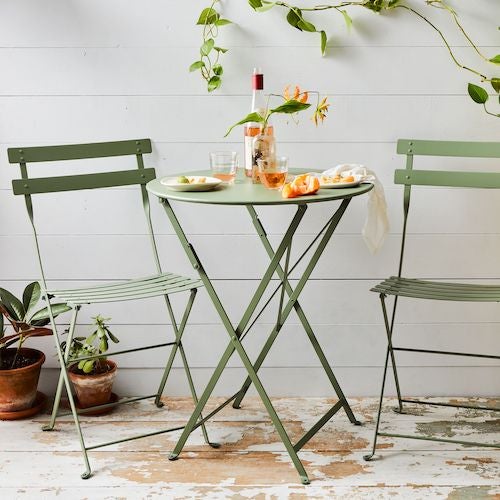 Green Fermbo Folding Bistor Chairs and Table