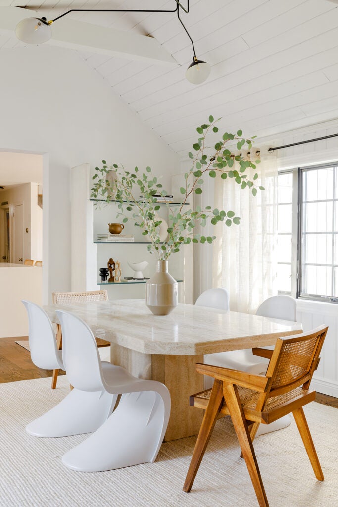 dining room with branch centerpiece