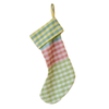 Recycled Wool Christmas Stocking Lime Block Micro Gingham