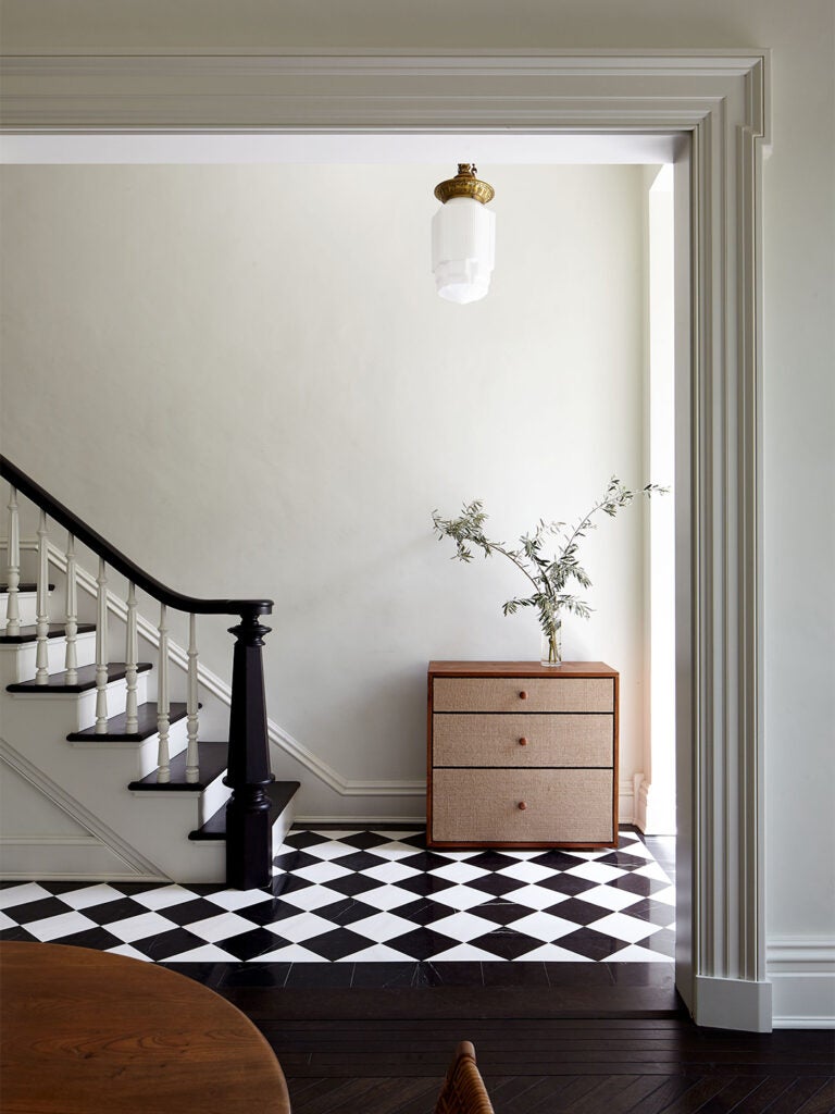 entry way with checkered floors