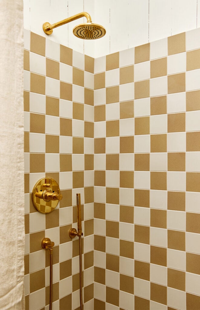 checkered shower tile