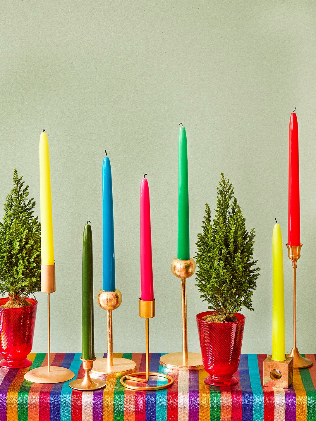 candles on a colorful table