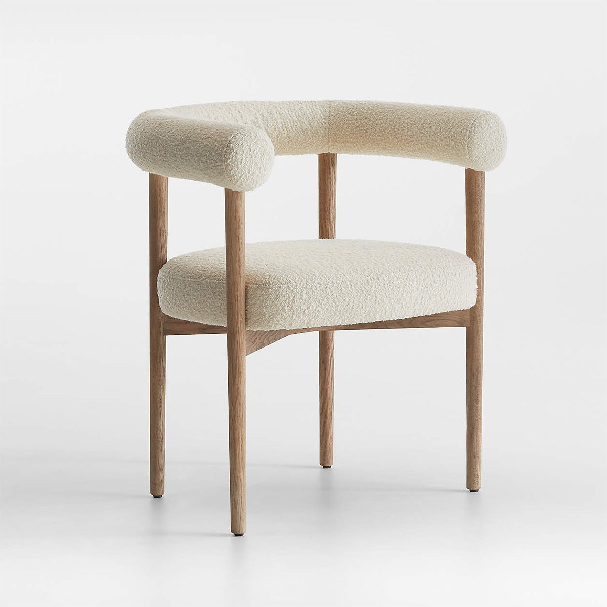 Boucle barrel back dining chair by Leanne Ford for Crate and Barrel