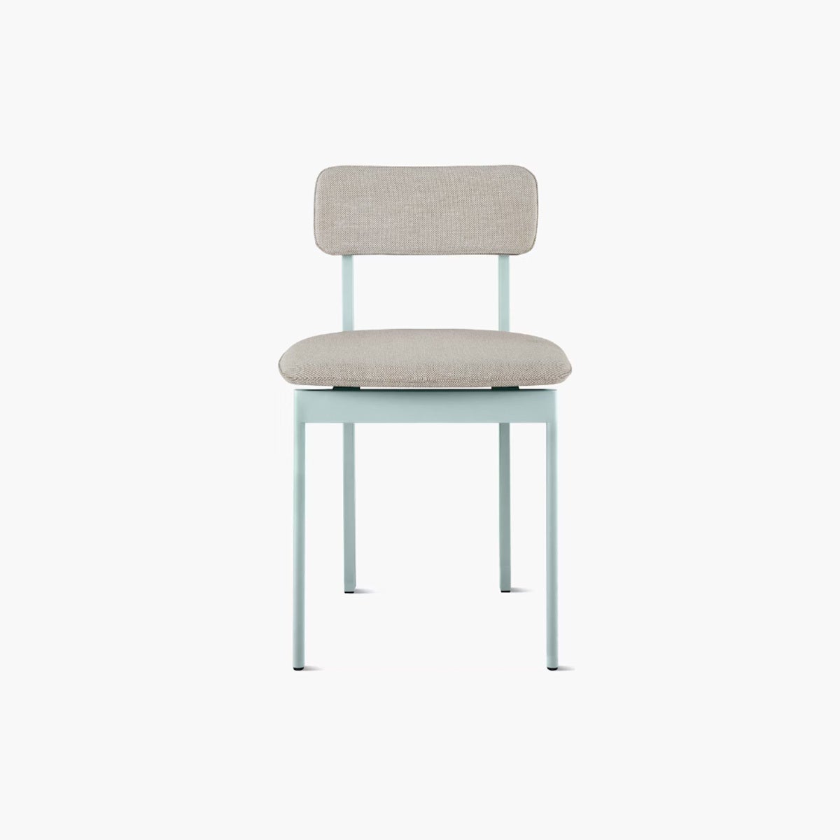 Blue and gray armless dining chair