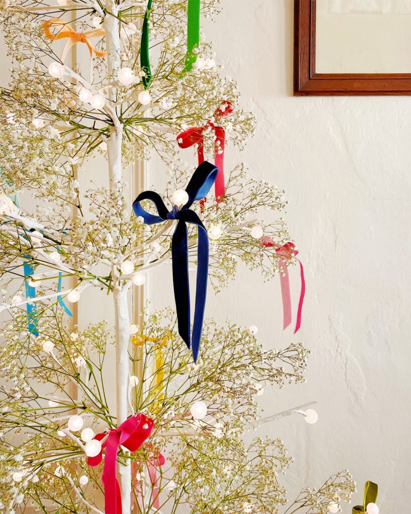 colorful ribbons on white tree