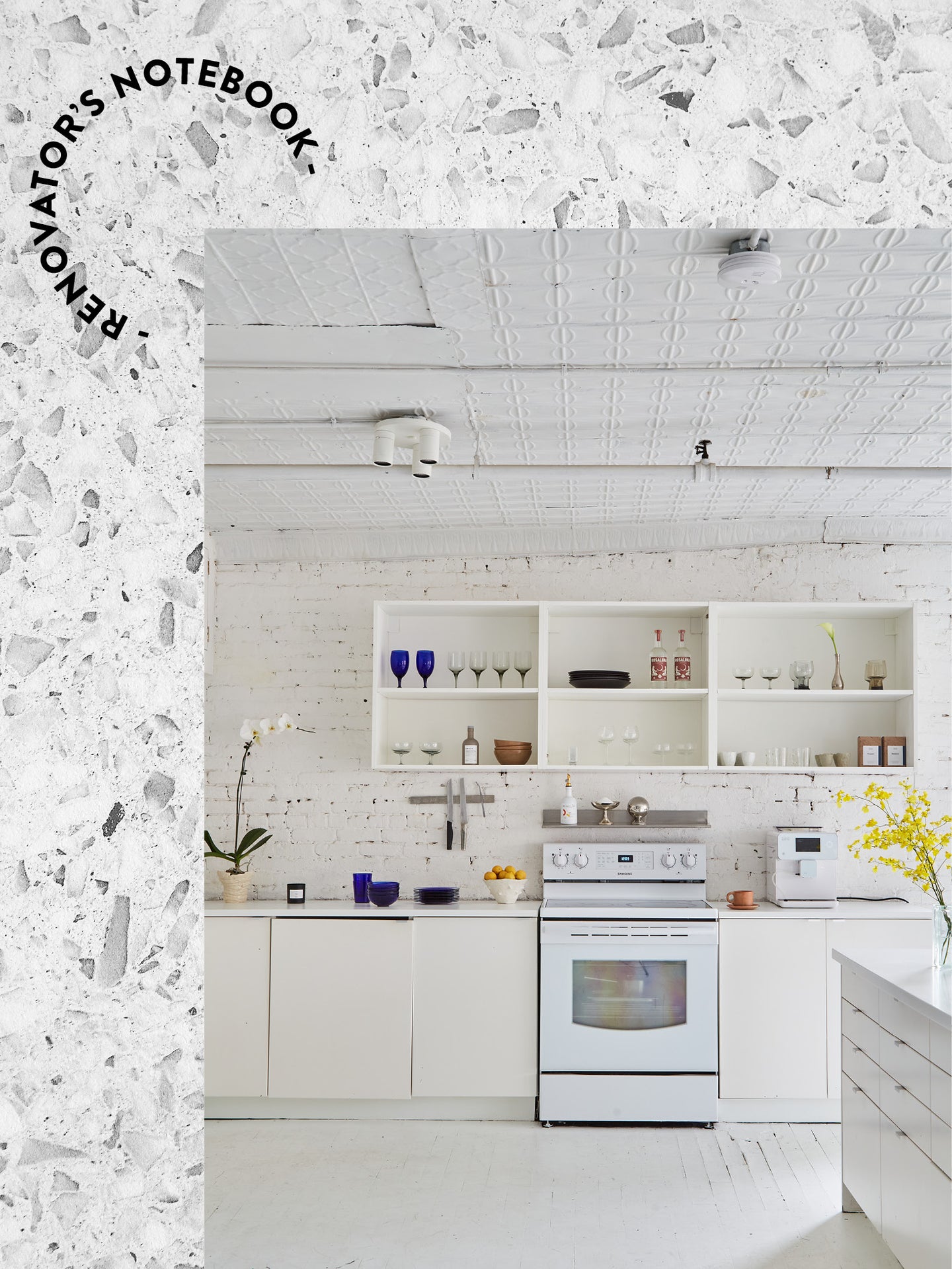 white kitchen on reno notebook background