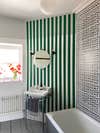 green striped bathroom