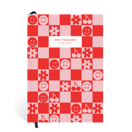 Red and Pink Checkerboard Planner by Papier
