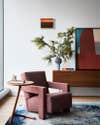 rust red armchair