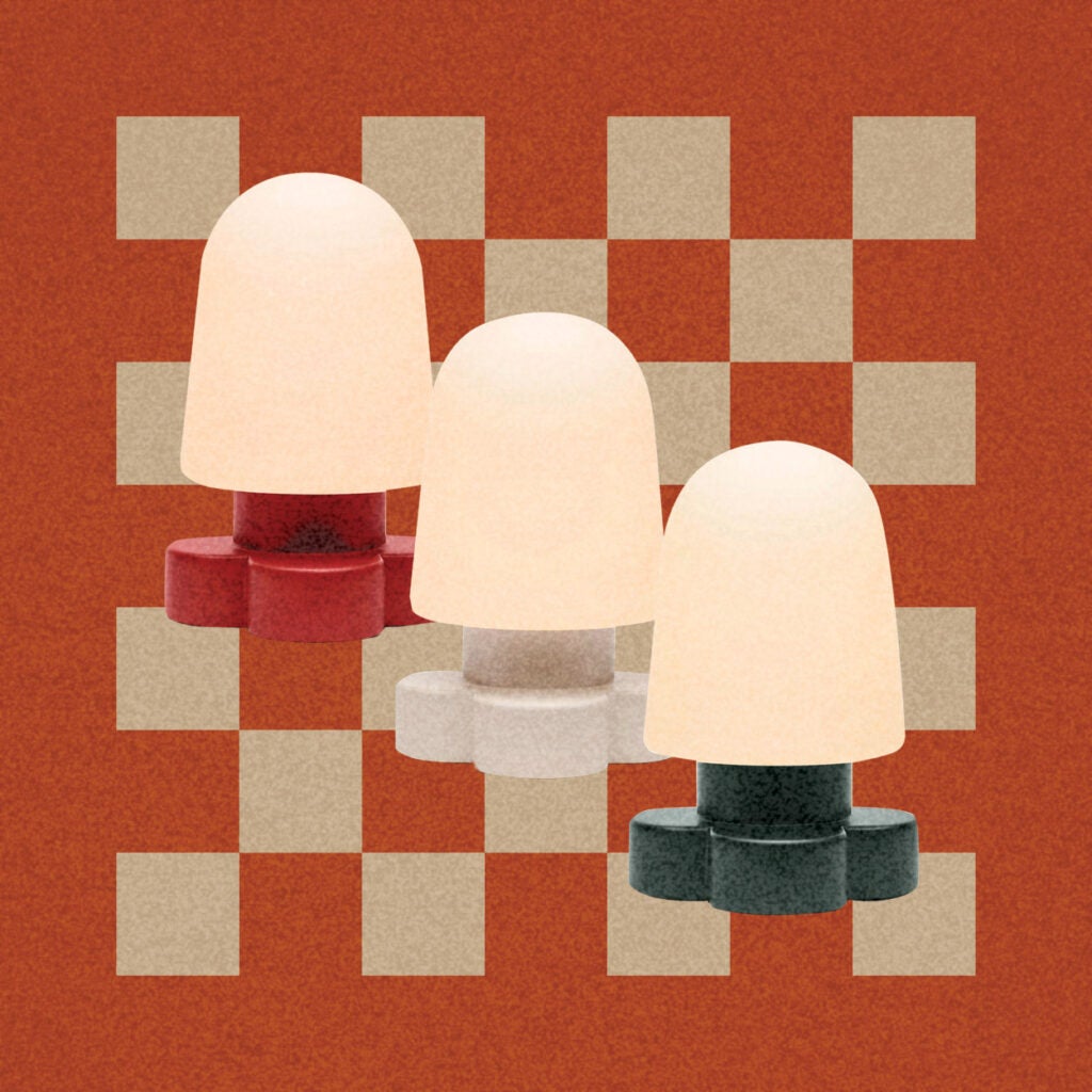 3 lamps on checkered background