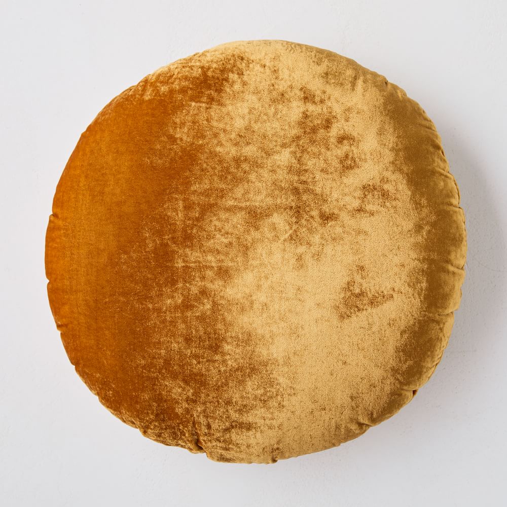 gold velvet round pillow