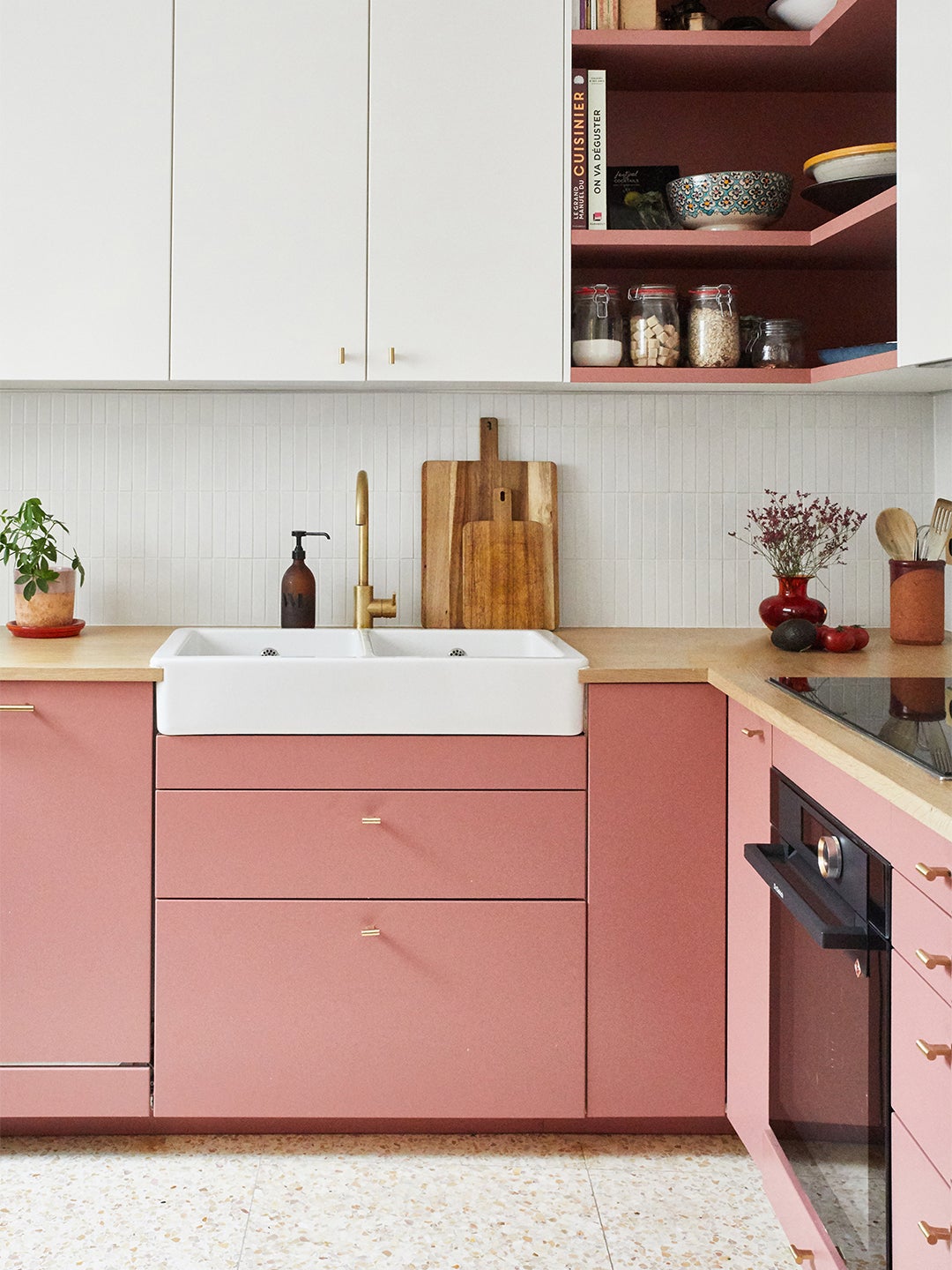 pink kitchen cabinets